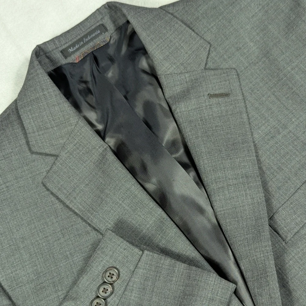 Lauren Ralph Lauren Mens 42R Grey Wool 2-Button Suit Jacket Blazer 42 Regular